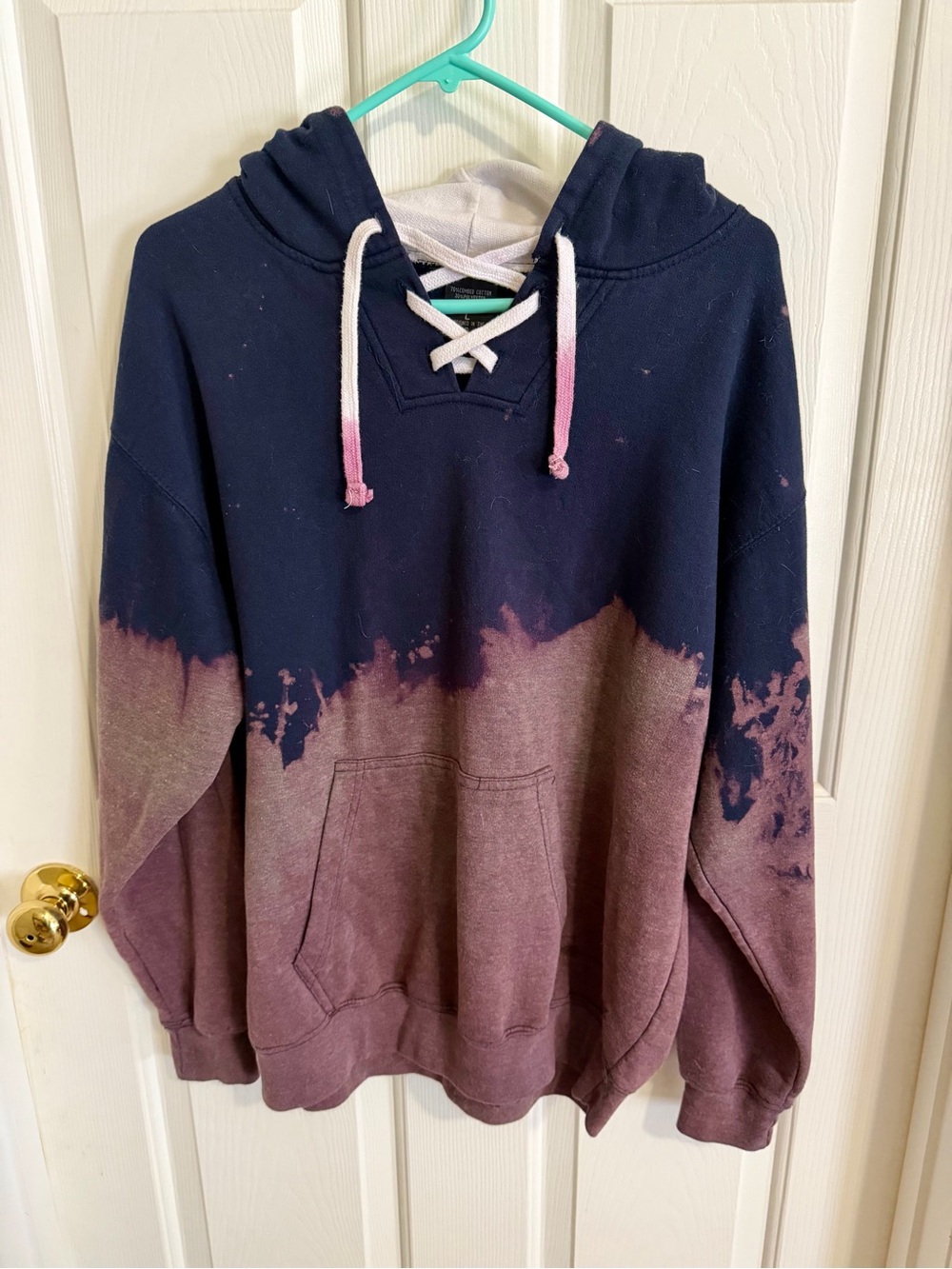 Custom Dip Dyed Crewneck Hoodie Sweater - Navy and Mauve